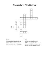 Vocabulary: Film Genres Crossword Puzzle