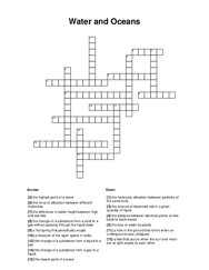 Water and Oceans Crossword Puzzle
