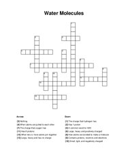 Water Molecules Crossword Puzzle
