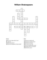 William Shakespeare Word Scramble Puzzle
