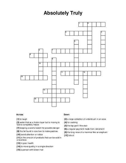 Absolutely Truly Crossword Puzzle