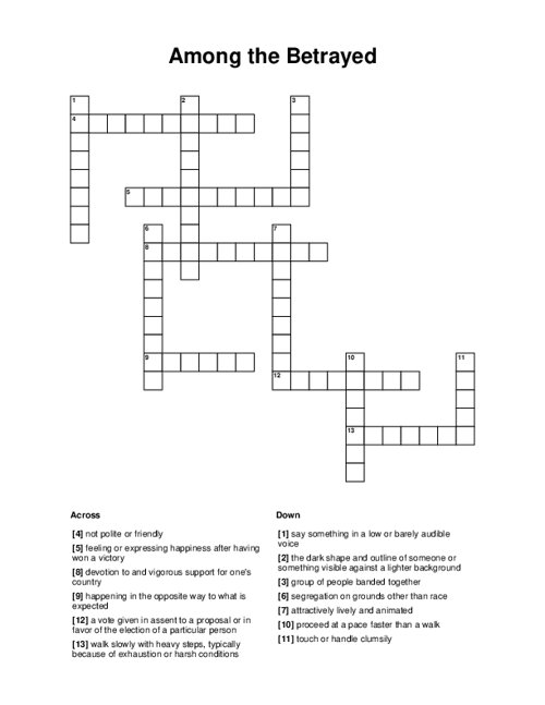 Among the Betrayed Crossword Puzzle