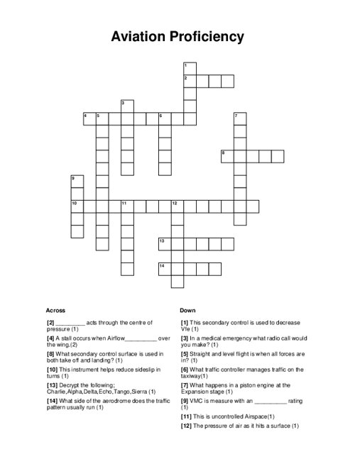 Aviation Proficiency Crossword Puzzle