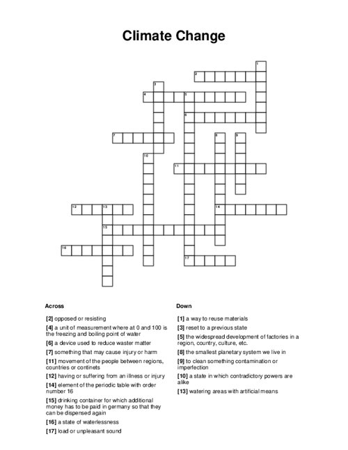 Climate Change Crossword Puzzle