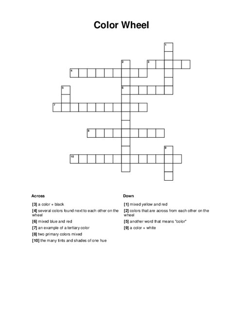 Color Wheel Crossword Puzzle