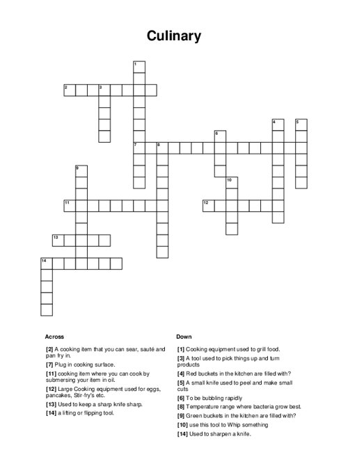 Culinary Crossword Puzzle