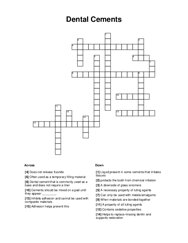 Dental Cements Crossword Puzzle