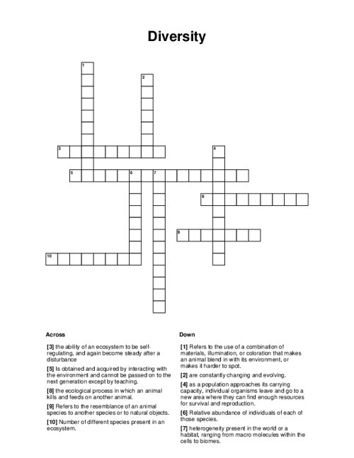 Diversity Crossword Puzzle