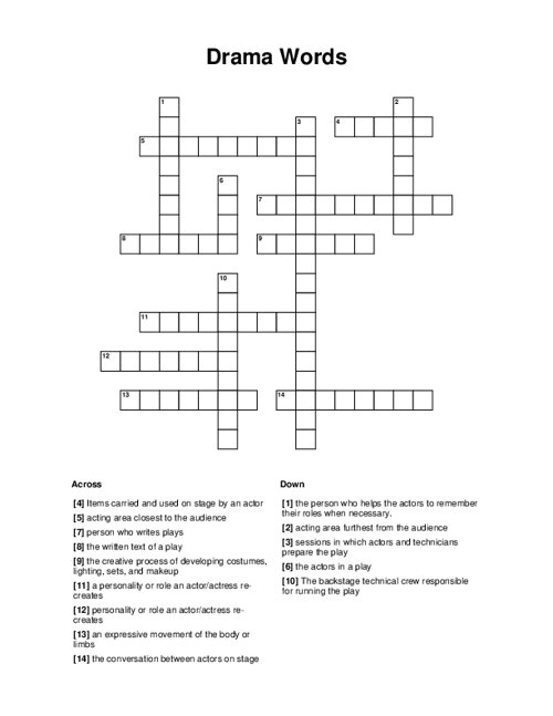Drama Words Crossword