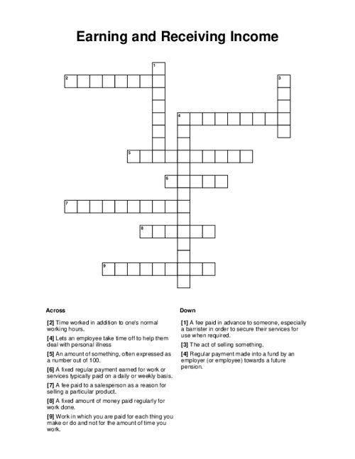 Earning and Receiving Income Crossword Puzzle