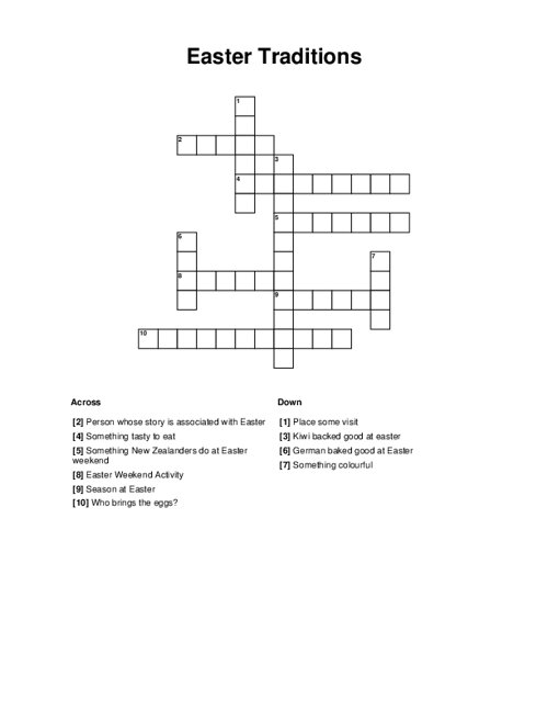 Easter Traditions Crossword Puzzle