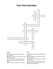 Free Time Activities Crossword Puzzle