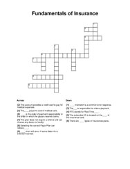 Fundamentals of Insurance Crossword Puzzle