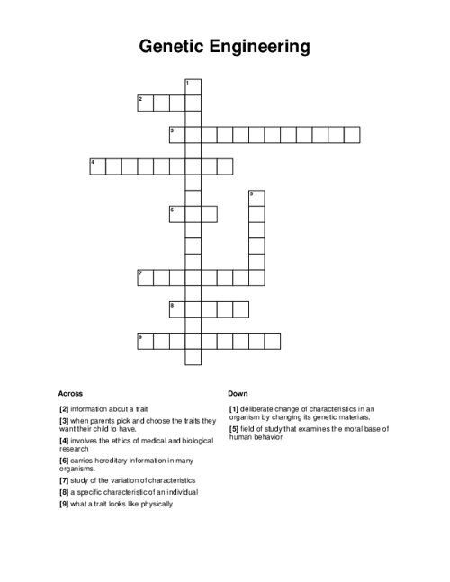 Genetic Engineering Crossword