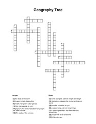 Geography Tree Crossword Puzzle