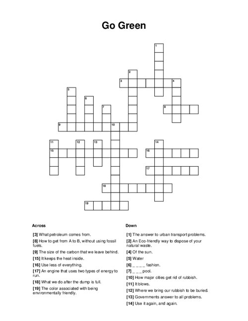 Go Green Crossword Puzzle