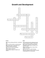 Growth and Development Crossword Puzzle