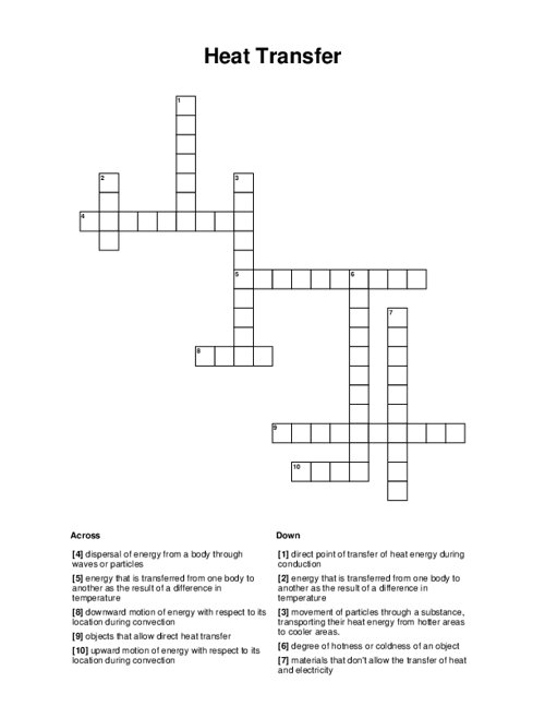 Heat Transfer Crossword Puzzle