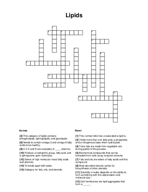 Lipids Crossword Puzzle