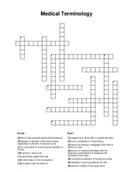 Medical Terminology Crossword Puzzle