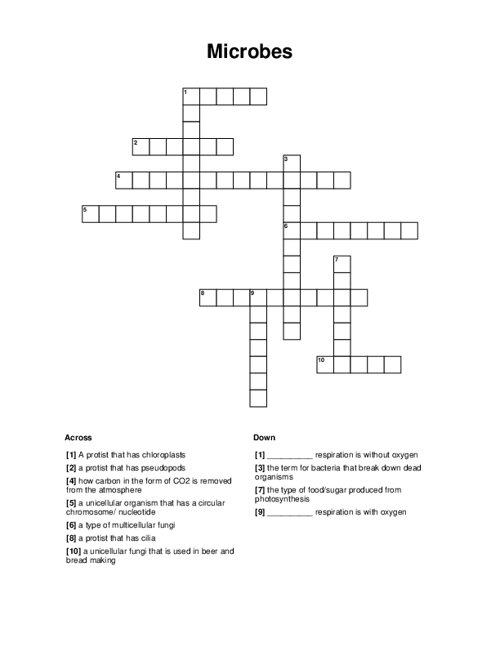 Microbes Crossword Puzzle