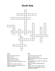 South Asia Crossword Puzzle