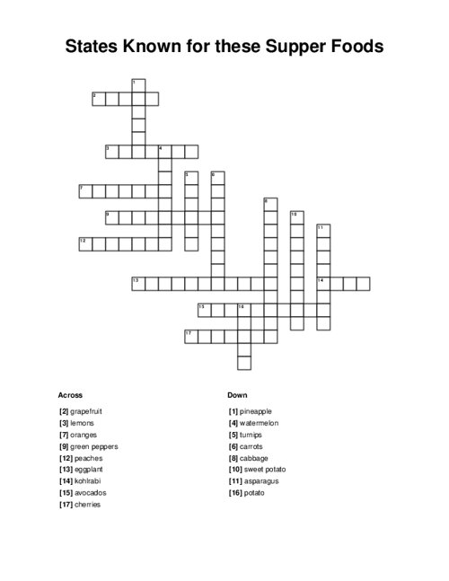 States Known for these Supper Foods Crossword Puzzle