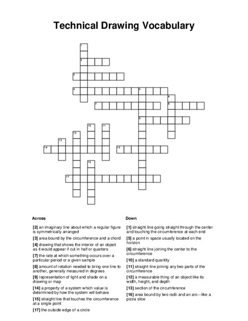 Technical Drawing Vocabulary Crossword Puzzle