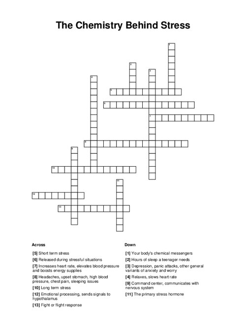 The Chemistry Behind Stress Crossword Puzzle