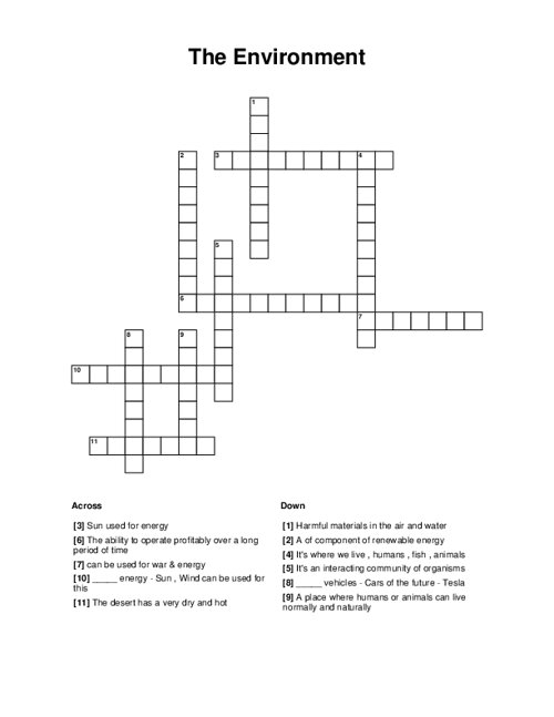 The Environment Crossword Puzzle