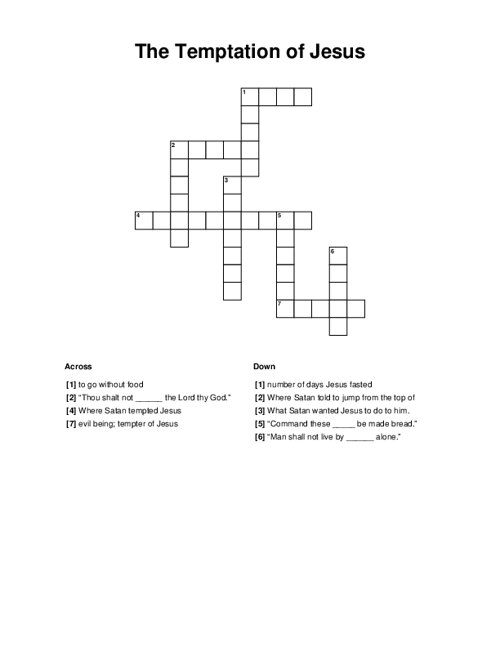 The Temptation of Jesus Crossword Puzzle