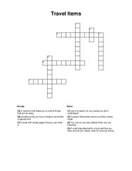 Travel Items Crossword Puzzle
