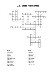 U.S. State Nicknames Crossword Puzzle