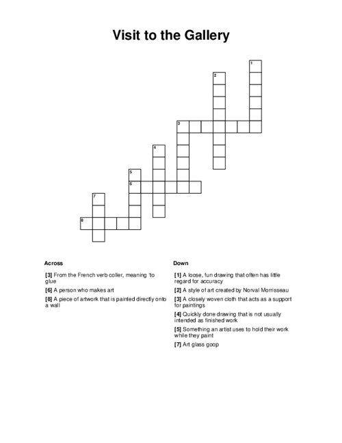 Visit to the Gallery Crossword Puzzle