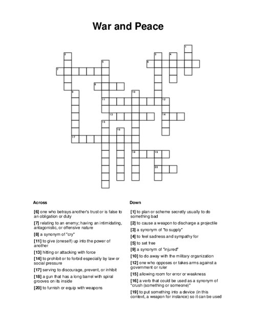 War and Peace Crossword Puzzle