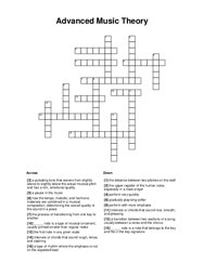 Advanced Music Theory Crossword Puzzle