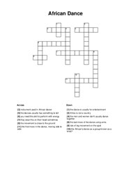 African Dance Crossword Puzzle