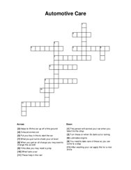 Automotive Care Crossword Puzzle