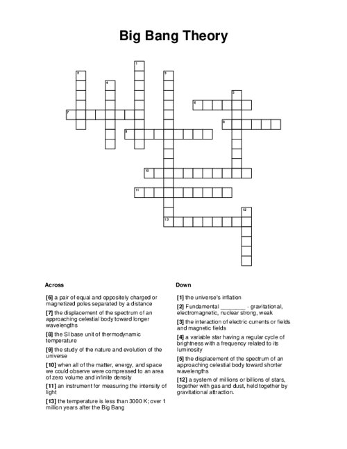 Big Bang Theory Crossword Puzzle