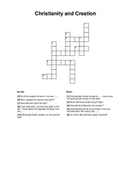Christianity and Creation Crossword Puzzle