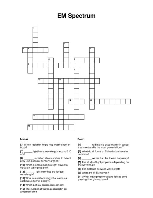 EM Spectrum Crossword Puzzle