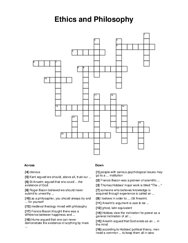 Ethics and Philosophy Crossword Puzzle