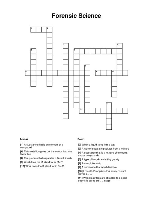 Forensic Science Crossword Puzzle