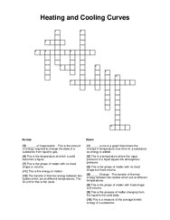 Heating and Cooling Curves Crossword Puzzle