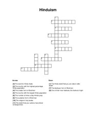 Hinduism Crossword Puzzle