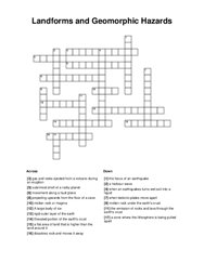 Landforms and Geomorphic Hazards Crossword Puzzle