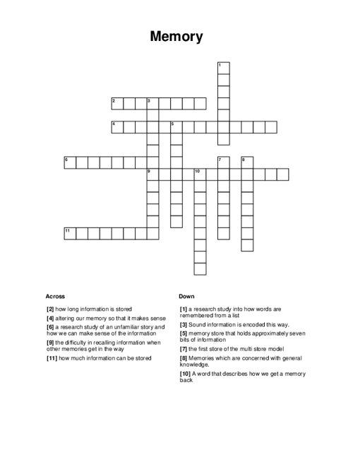 Memory Crossword Puzzle