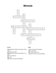 Minerals Crossword Puzzle