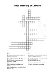Price Elasticity of Demand Crossword Puzzle
