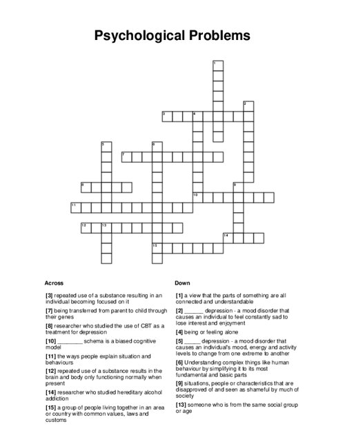 psychological problem solver crossword clue